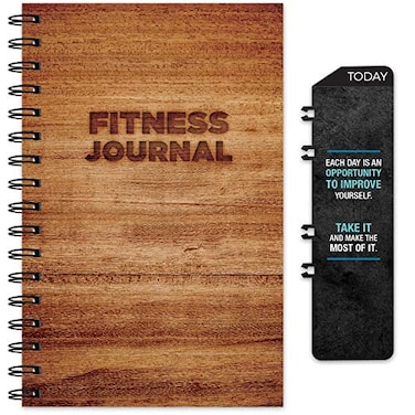 Global Printed Products Workout Fitness Journal Nutrition Planners Clipin Bookmark Sturdy Binding Thick Pages Laminated Protective Cover Brown
