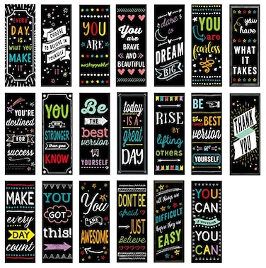 Iconikal 25Pack Inspirational Bookmark Magnets Motivational Gratitude Kindness Phrases 225x6Inch 25 Unique Designs Classroom Gifts Office Decor