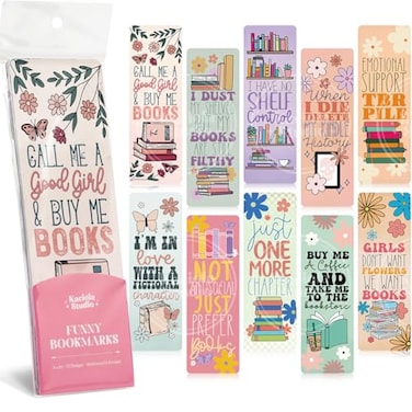 KACIOLA STUDIO Kaciola Studio10 PCS Booklovers Cute Bookmarks Funny Bookmarks for Women Double Sided Bookworm Design Book Lovers GiftsBook Accessories for Women Men Students Teachers Reading