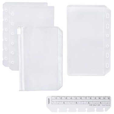 Moterm 2 PCs Page LifterTransparent Separator 1 PC Bookmark Ruler 1 PC PVC Storage Card Holder and 1 PC Zipper Bag for A7 Planner