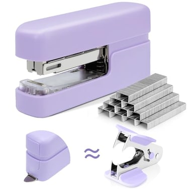 deli Stapler Desktop Staplers with Integrated Staple Remover 45 Sheet Capacity Office Stapler Purple