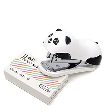 Honbay Portable Mini Cute Panda Desktop Stapler Set with 1000PCS No10 Staples for Office School Home or Travel Use