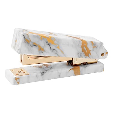 MEI YI Marble Gold Desk Stapler Heavy Duty Desktop Manual Staplers Spring Powered Executive Stapler with AntiSkid Mat for Home School Office Standard Staples Stapling Tool