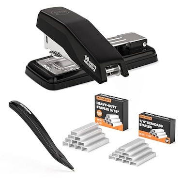 Marsrock Desktop Stapler SwingArm Swivel Stapler 50 Sheet Capacity 2000 Staples and Staple Remover Rotatable Heavy Duty Staplers for Office Home Classroom Booklet Book BindingBlack