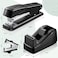 Tenare 7 Pcs Black Office Supplies Desk Accessory Kit Stapler and Tape Dispenser Set with Stapler Remover Single Hole Punch Scissors Telescopic Knife Keychain Envelope Slitter Mail Opener