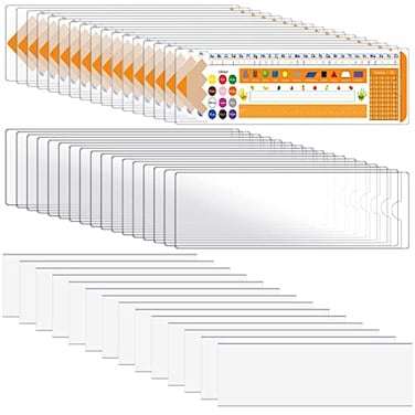 Crtiin 48 Pcs Thickened Nameplate Pockets Name Tag Holder Sleeves with Double Faced Adhesive Tape Clear Card Holder for Classroom Desk Organizing 9875 x 325 Inch