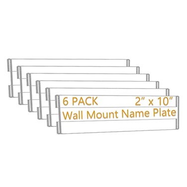 Opexscal 6 Pack 10 W x 2 H Acrylic Office Name Plates Name Labels for Wall Clear Sign Holder for Wall Display with Adhesive Backing