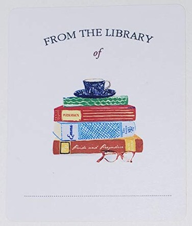 Nancy Nikko Bookplates with Jane Austen Book Stack Set of 10 3 H x 2 12 W