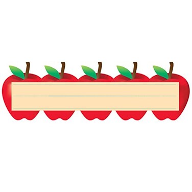 Hygloss DieCut Name Plate Great Teaching Tool Perfect for Labeling in Classroom Other Uses Red Apples 95 x 3 inches 30 Pk
