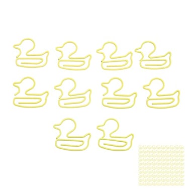 Zerodis 100 PCS Yellow Duck Paper Clips Lightweight Portable Electroplating Process Metal Paperclip for Office School Personal Use Daily DIY