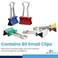 1InTheOffice Small Binder Clips 34 Inch Mini Paper Binder Clips Assorted Colors 80 Pack