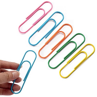 BronaGrand 4 Inch Extra Large Paper Clips Vinyl Coated 25 Pieces Jumbo Giant Paper ClipMixed Colors