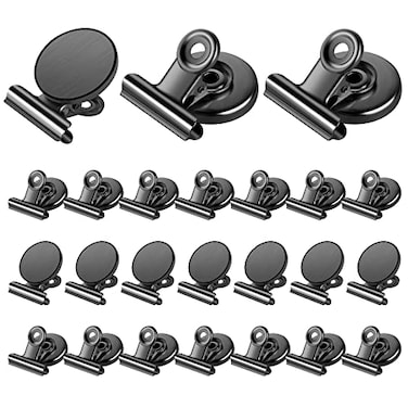 Grtard 24 Pack Magnetic Clips Heavy Duty Black Magnet Clips for Fridge Refrigerator Magnets Strong Magnetic Clip Scratch Free Magnets with Clip for Whiteboard Refrigerator Cruise Locker
