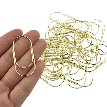 HAHIYO Paper Clips Sturdy 2 inches Length 30 Pack Wide Paperclips Heavy Duty Tight Grip Rust Proof Reusable Metal Bright Gold for Home Office School