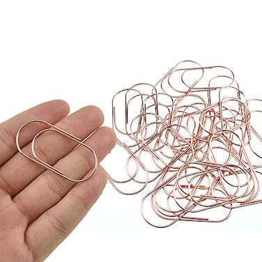 HAHIYO Paper Clips Sturdy 2 inches Length 30 Pack Wide Paperclips Heavy Duty Tight Grip Rust Proof Reusable Metal Bright Rose Gold for Home Office School