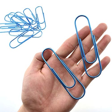 HAHIYO Paperclips 4 inch 100mm Extra Large Paper Clips Sturdy Bright Blue Vinyl Coated Prevent Scratching Tearing The Pages for Bookmark Organize Home Office School 14 Pack
