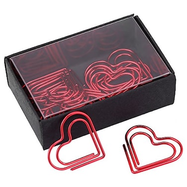 Eboxer Heart Paper Clips Small Paperclips Creative Cute Paper Clips for Paper Non Skid Usualy for Office School Book Notebook Document Organizing and so on 12 Pieces Red