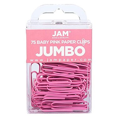 JAM Paper Colorful Jumbo Paper Clips Large 2 Inch Pink Paperclips 75Pack