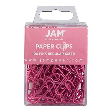 JAM Paper JAM PAPER Colorful Standard Paper Clips Regular 1 Inch Pink Paperclips 100Pack