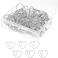 Jetec 100 Pcs Heart Paper Clips Mini Heart Shaped Stainless Steel Paperclips Cute Silver Metal Clips Fancy Decorative Bookmark for Wedding Baby Shower Office Stationery School Document Note Sorting