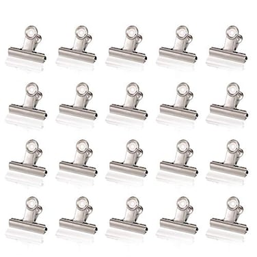 ReNext Metal Bulldog Clips 125 Inches Pack of 20 Silver