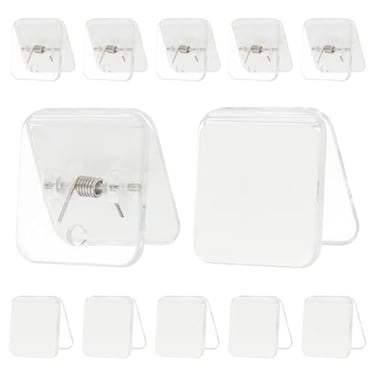 PATIKIL Self Adhesive Clips 12 Pcs Plastic Rectangle Tapestry Hanger Sticky Clips Wall Clips Photo Clip for Paper Poster Picture Hanging Office Home Clear
