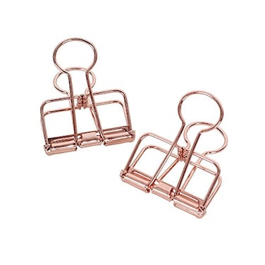 Tong Yue Rose Gold Hollow Out Metal Wire Binder Clips Large 51mm Pack of 12