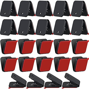 Jetec Self Adhesive Wall Clips Shower Curtain Photo Clips for Paper Flag Hanger DoubleSided Spring for Teachers Poster Home Office RopeBlack24 Pieces