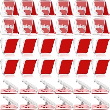 Jetec Self Adhesive Wall Clips Shower Curtain Photo Clips for Paper Flag Hanger DoubleSided Spring for Teachers Poster Home Office RopeClear36 Pieces
