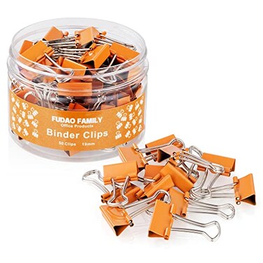 FUDAO FAMILY Small Orange Binder Clips 34 Inch 19mm 50 Pack Mini Clips