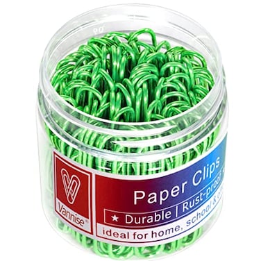 Vannise 100PCS 2 Large Vinyl Coated Paper Clips Green Jumbo RustResistant for School Home Office Smooth and Sturdy Metal Ideal for Organizing Documents