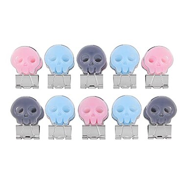 Yi Concept Skull Shape Medium Paper Clips Binder Clips Easy Grip Assorted Color School Office Supplies 10 PcsSet