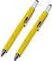 AIYIBEN Stylus Pen 7in1 MultiTool Pen Touchscreen Stylus Ballpoint Pen Ruler Level Phone Holder Corkscrew Phillips Screwdriver and Flathead 2 Pack Yellow