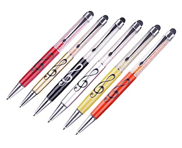 HilerPunk Stylus Pen6 Pack Music Note Penswith 6 Pen Refills Crystal Capacitive Ballpoint Penfor iPadiPhoneLaptopsKindleSamsungAll Capacitive Touch ScreensOfficeSchool Stationery Supplie