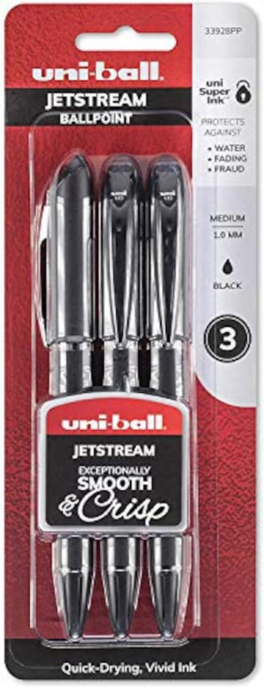 Uni-Ball uniball Jetstream Roller Ball Stick Pen Bold Point 10mm Assorted Ink Colors 3 Pack