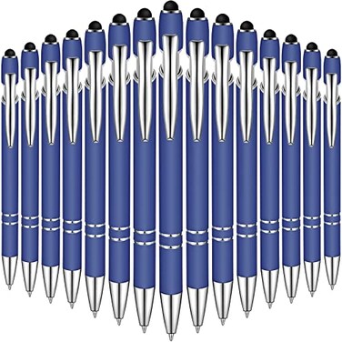 Zonon 38 Pieces Rubberized Ballpoint Pen with Stylus Tip Stylish Metal Pen Capacitive Styli with Soft Rubberized Grip Black Ink for Most DevicesDark Blue