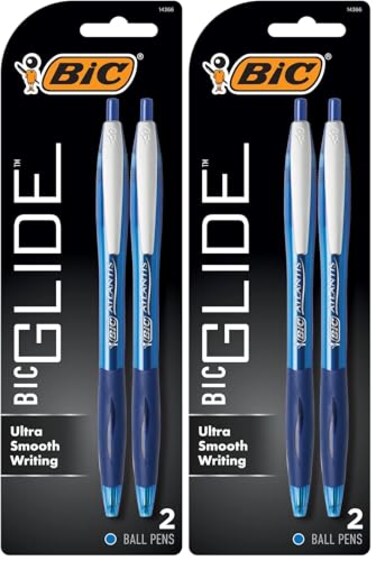 BIC Ball Pen Medium Point 10 mm Blue Retractable Atlantis Original 2Count