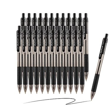 AIHAO Black Ballpoint Pens Retractable Click Pens 24 Pack 10mm Medium Point Smooth Writing Pens with Comfort Grip for Note Taking Journaling Planner Office