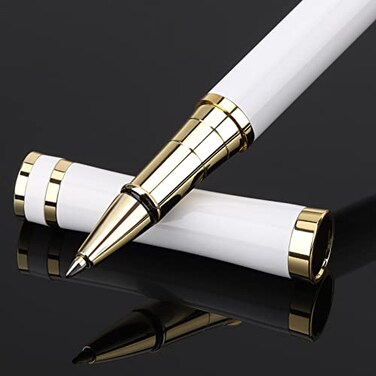 Cheericome Luxury Ballpoint Pen Professional Executive Perfect for Silky Smooth Writing with Gift Box Nice for Men Women 2 Extra 05mm Black Refills White