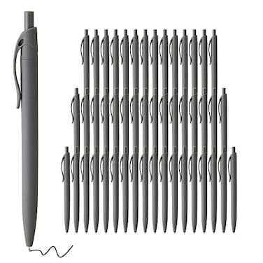 deegtran Pens Bulk 50 Pack No Bleed Grey Barrel Black Ink Click Pens Wholesale Retractable Ballpoint Pens Pen Medium Point Smooth black Ink Pen 10MM