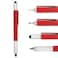 DUNBONG Metal Multi tool Pen 6in1 Stylus Pen With Screwdriver Ballpoint Pen Black ink Stylus pen Level and Ruler 1Count Red