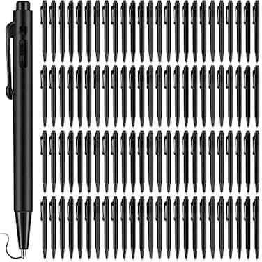 Eaasty 100 Pcs 4 Mini Pen Bulk 07 mm Small Retractable Ballpoint Tiny Black Ink Pen Gel Pens with Clip Smooth Writing Pens for Pocket Journal Writing Office