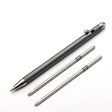EKLOEN Mini Titanium Creative Signature Pen Bolt Action Pen Cool Keychain Accessories Useful Gadgets Outdoor ToolGray