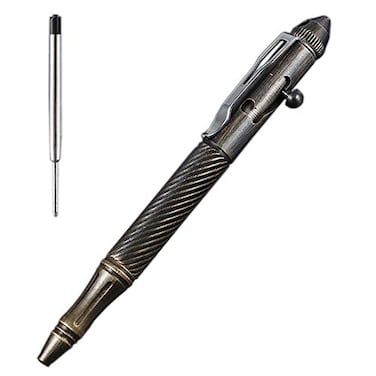 EKLOEN Twisted Lines Solid Brass Pen Bolt Action EDC Pocket Signature Ballpoint PenRetro Black
