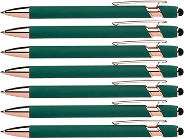 Express Pencils Rose Gold Rubberized Soft Touch Rose Gold Colors Ballpoint Pen with Stylus Tip a stylish premium metal pen black ink medium point Green 7 Pack