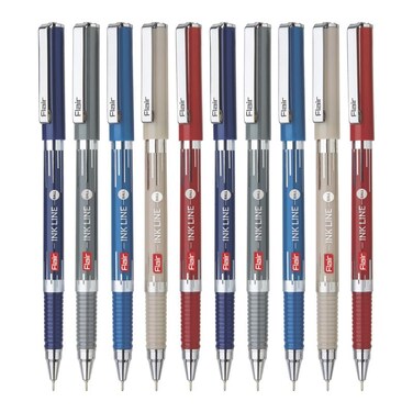 Flair FLAIR Inkline Ball Pen Box Pack Lightweight Attractive Body Colors Smooth and Bold Writing Experience Durable Refillable Pen Blue Ink 10 Pcs