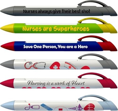 Greeting Pen Nurse Appreciation Rotating Message Pen Set 6 Unique Nurse Designs Each with a Printed Message and 4 Rotating Appreciation Messages Thoughtful Nurses Gift 6 Count