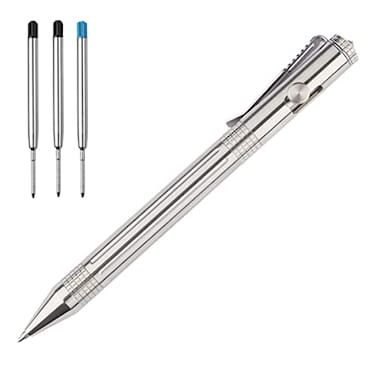 Lary Bolt Action Pen Decent Stainless Steel Durable Stainless Steel Clip for EDC Pocket Design with 3 Extra Refills in Gift Box LA005