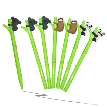 Lopenle 9 PCS Novelty Sloth Pens Cute Koala Pens Panda Gel Silicone Animal Pen 05 mm Black Ink For School Party Birthday Christmas Office