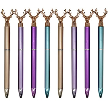 Maydahui 12 PCS Deer Head Shape BallPoint Pen Creative Christmas Animal Pens Black GeL Ink Design for Boys Student